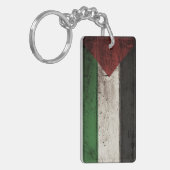 Palestijnse vlag op oude houten graan sleutelhanger (Voorkant Links)