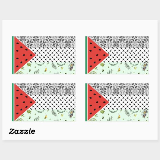 Palestijnse vlag rechthoekige sticker (Vel)