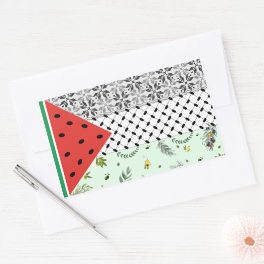 Palestijnse vlag rechthoekige sticker (Envelop)