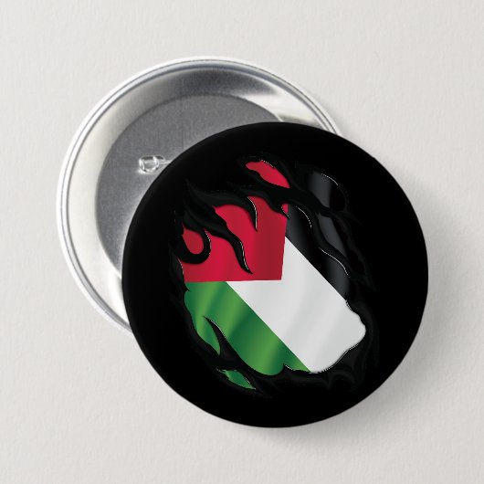 palestijnse vlag verscheurd ronde button 7,6 cm (Voorkant /achterkant)
