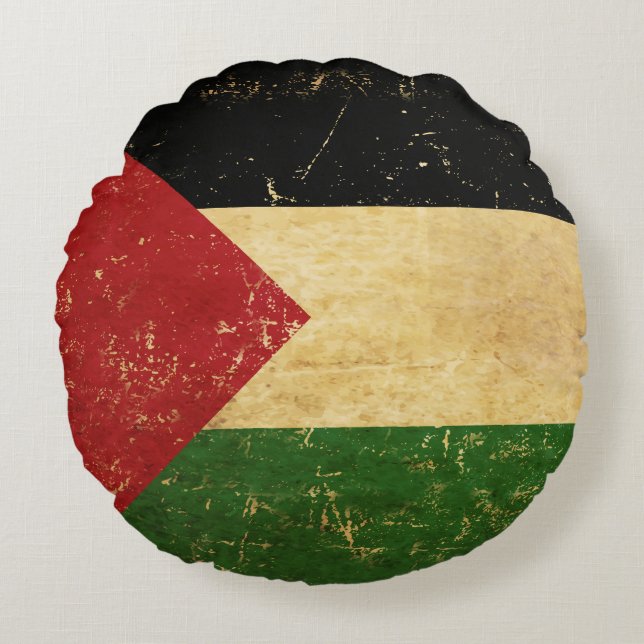 Palestijnse Vlag Vintage Grunge Rond Kussen (Voorkant)