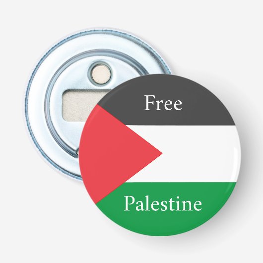Palestijnse vlag Vrij Palestina op maat Button Flesopener (Voorkant)