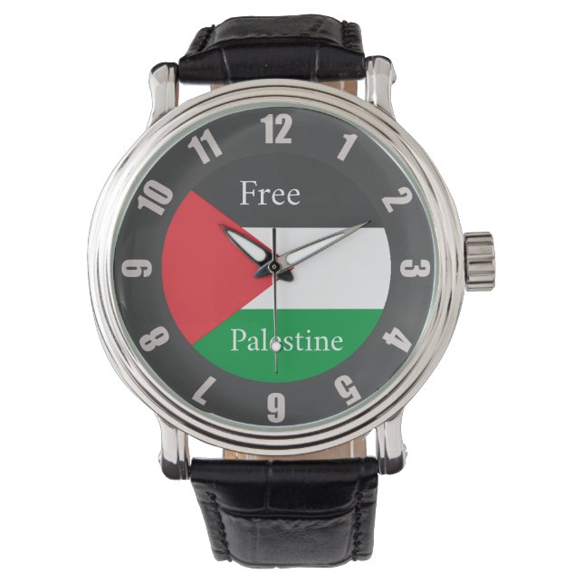 Palestijnse vlag Vrij Palestina Ronde C Pocket Wat Horloge (Voorkant)