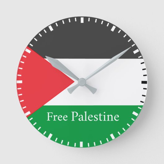 Palestijnse vlag Vrij Palestina Ronde C Pocket Wat Klok (Voorkant)
