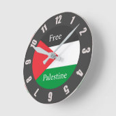 Palestijnse vlag Vrij Palestina Ronde C Pocket Wat Klok (Hoek)