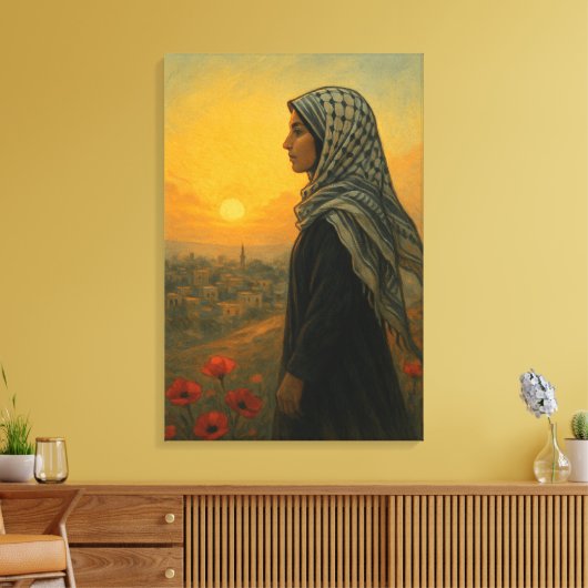 Palestijnse vrouw van Gaza – hoop en kracht Canvas Afdruk (Insitu (Woonkamer))