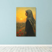 Palestijnse vrouw van Gaza – hoop en kracht Canvas Afdruk (Insitu (Houten vloer))