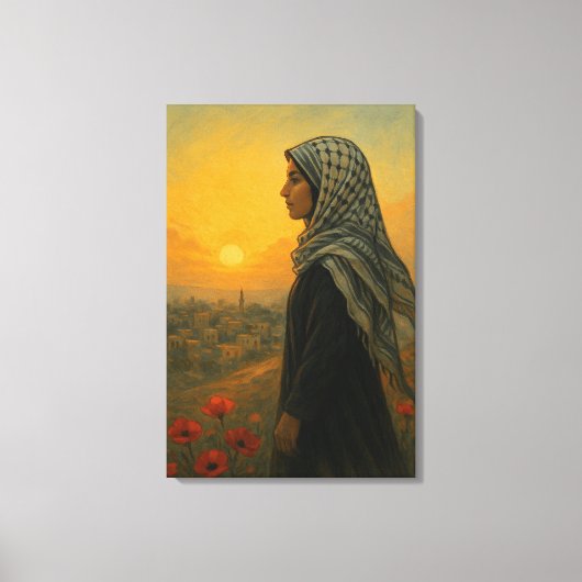 Palestijnse vrouw van Gaza – hoop en kracht Canvas Afdruk (Voorkant)