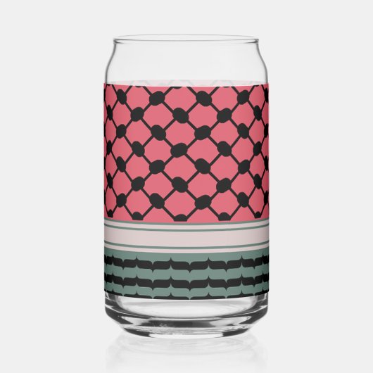 Palestijnse watermeloen Hatta Keffiyeh Kufiya Folk Blikvorm Glas (Voorkant)