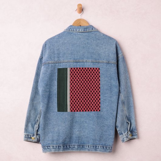 Palestijnse watermeloen Hatta Keffiyeh Kufiya Folk Denim Jacket (Hangar)