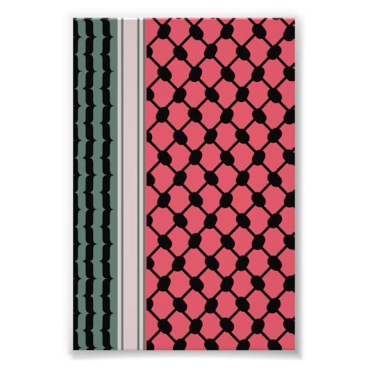 Palestijnse watermeloen Hatta Keffiyeh Kufiya Folk Foto Afdruk (Voorkant)