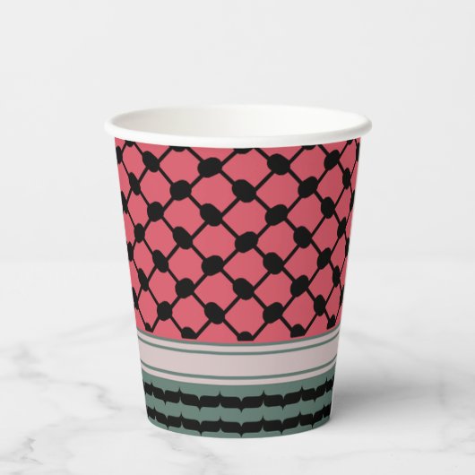 Palestijnse watermeloen Hatta Keffiyeh Kufiya Folk Papieren Bekers (Achterkant)