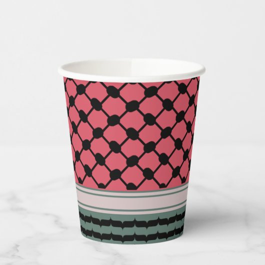 Palestijnse watermeloen Hatta Keffiyeh Kufiya Folk Papieren Bekers (Links)