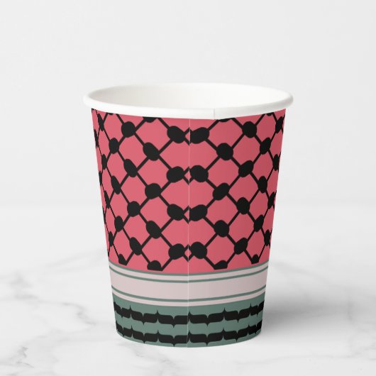 Palestijnse watermeloen Hatta Keffiyeh Kufiya Folk Papieren Bekers (Rechts)