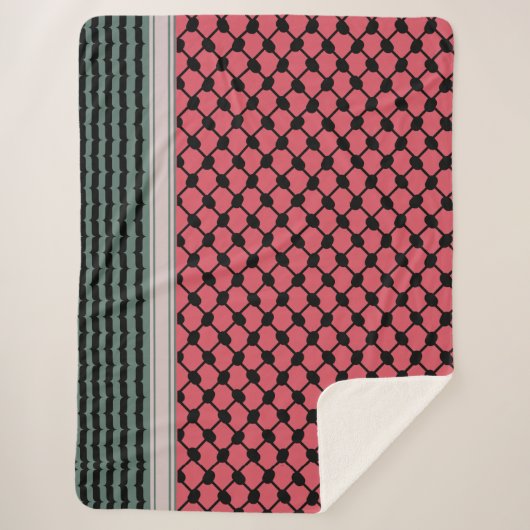 Palestijnse watermeloen Hatta Keffiyeh Kufiya Folk Sherpa Deken (Voorkant)