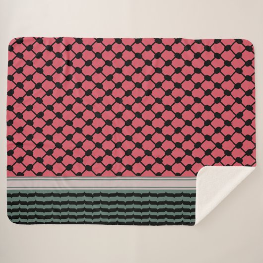 Palestijnse watermeloen Hatta Keffiyeh Kufiya Folk Sherpa Deken (Voorkant (horizontaal))