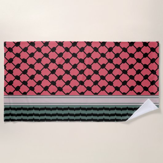 Palestijnse watermeloen Hatta Keffiyeh Kufiya Folk Strandlaken (Voorkant)