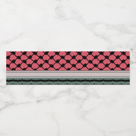 Palestijnse watermeloen Hatta Keffiyeh Kufiya Folk Waterfles Etiket (Enkel label)
