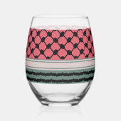 Palestijnse watermeloen Hatta Keffiyeh Kufiya Folk Wijnglas Zonder Voet (Voorkant)