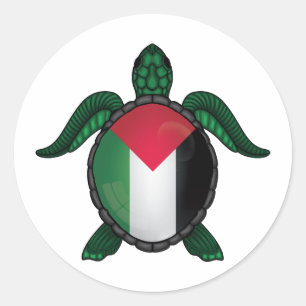 Palestijnse zee schildpadvlag ronde sticker
