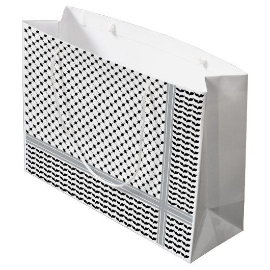 Palestijnse Zwart & Wit Keffiyeh Groot Cadeauzakje (Achterkant Gekanteld)