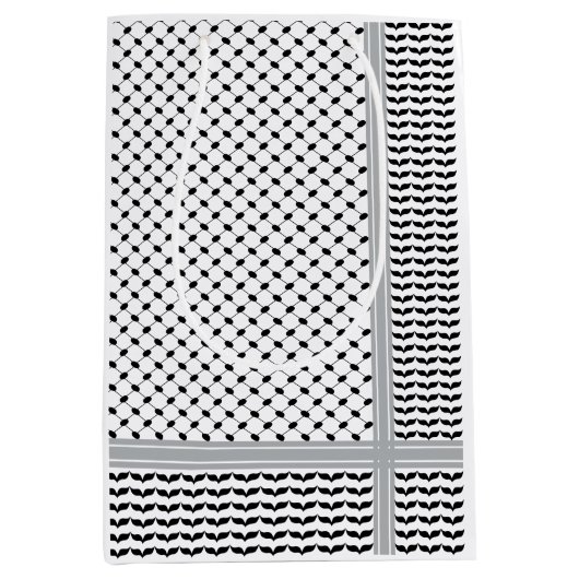 Palestijnse Zwart & Wit Keffiyeh Medium Cadeauzakje (Voorkant)