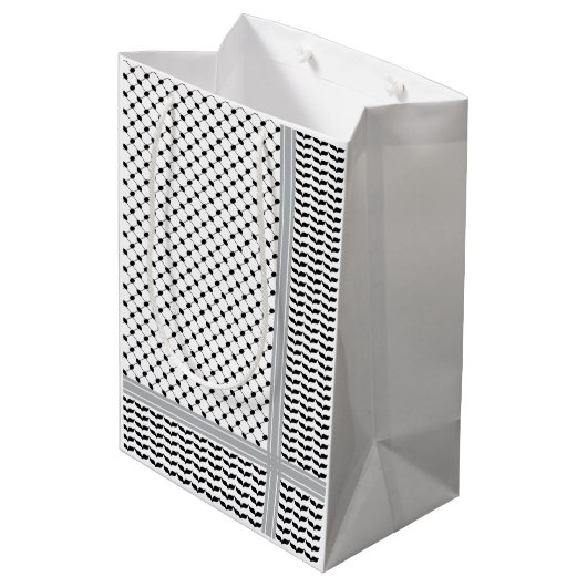 Palestijnse Zwart & Wit Keffiyeh Medium Cadeauzakje (Achterkant Gekanteld)