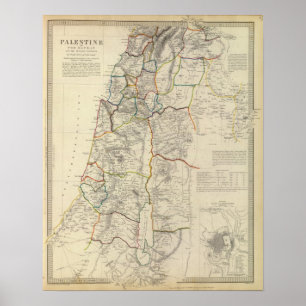 Palestina, aangrenzende districten poster