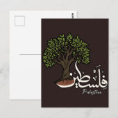 Palestina Arabisch woord met Palestijnse olijfboom Briefkaart (Voorkant / Achterkant)