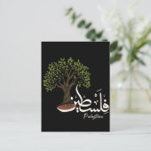 Palestina Arabisch woord met Palestijnse olijfboom Briefkaart (Staand voorkant)