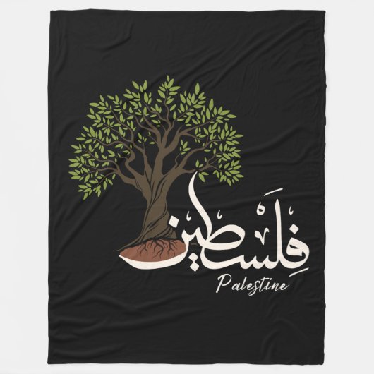 Palestina Arabisch woord met Palestijnse olijfboom Fleece Deken (Voorkant)