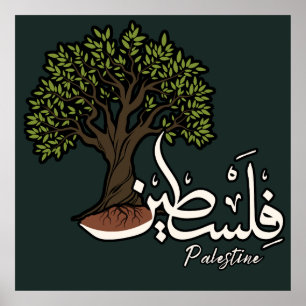 Palestina Arabisch woord met Palestijnse olijfboom Poster