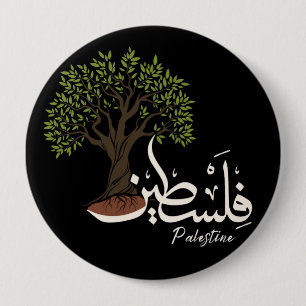 Palestina Arabisch woord met Palestijnse olijfboom Ronde Button 4,0 Cm