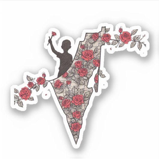 Palestina Bloemenkaart Sticker (Voorkant)
