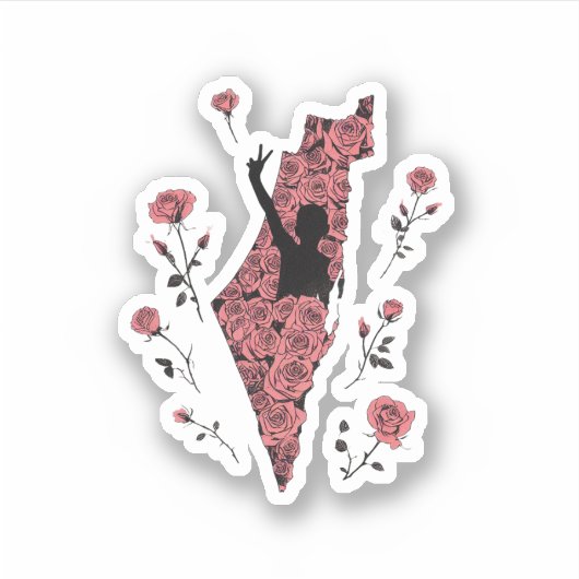 Palestina Bloemenkaart Sticker (Voorkant)
