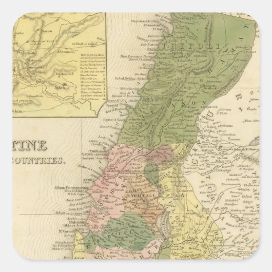 Palestina en aangrenzende landen vierkante sticker (Voorkant)