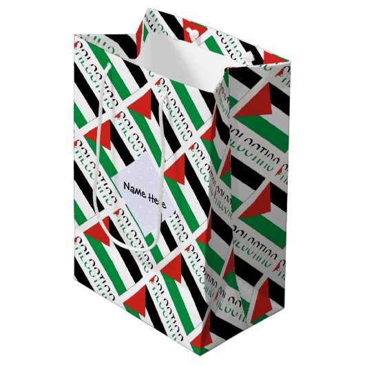 Palestina en Palestijnse vlag met uw Nam Medium Cadeauzakje (Voorkant Gekanteld)