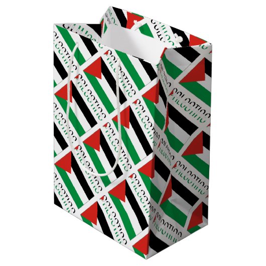 Palestina en Palestijnse vlag met uw Nam Medium Cadeauzakje (Achterkant Gekanteld)