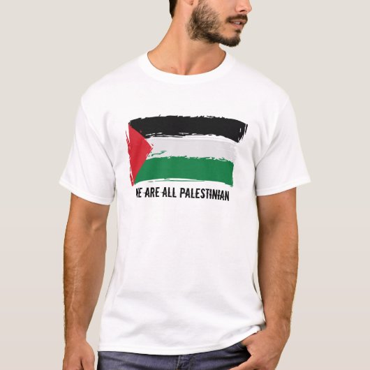 Palestina Flag Brush Art - We zijn allemaal Palest T-shirt (Voorkant)