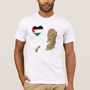 Palestina Flag Hart en kaart T-shirt