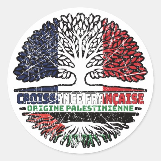 Palestina French France Tree Roots Ronde Sticker (Voorkant)
