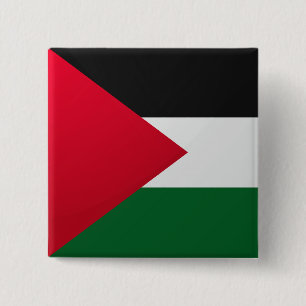 Palestina Glanzende Vierkante Vlag Button 5,1 Cm