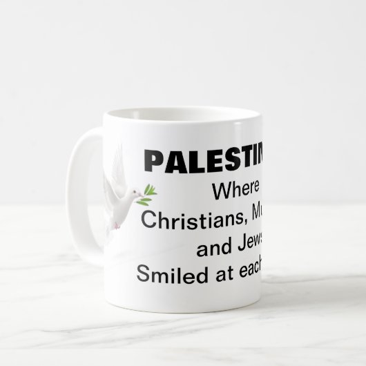 Palestina...glimlacht naar elkaar koffiemok (Voorkant links)
