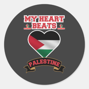 Palestina Hart Vlag Liefde Steun Vrijheidsprijs Ronde Sticker