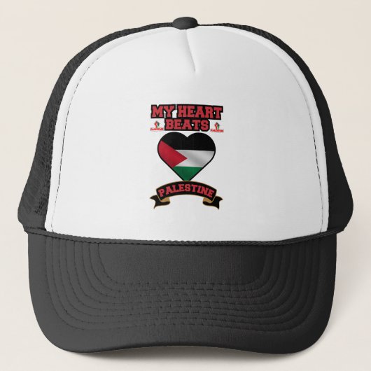 Palestina Hart Vlag Liefde Steun Vrijheidsprijs Trucker Pet (Voorkant)