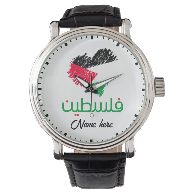 Palestina in Arabisch-Palestijnse hartvlag Horloge (Voorkant)