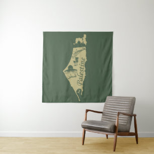 Palestina kaart illustratie ontwerp Palestijnse ku Wandkleed