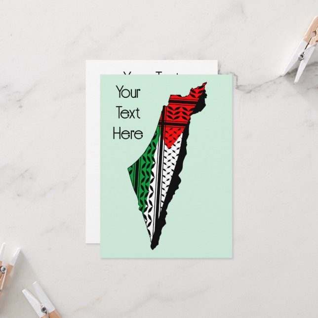 Palestina kaart met vlag en Keffiyeg patroon (Voorkant / Achterkant in situ)
