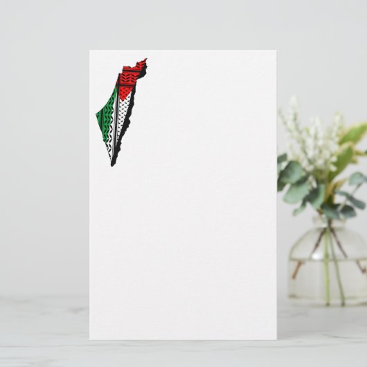 Palestina kaart met vlag en Keffiyeg patroon (Staand voorkant)