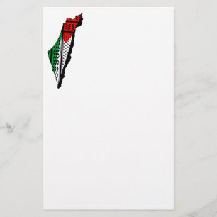 Palestina kaart met vlag en Keffiyeg patroon